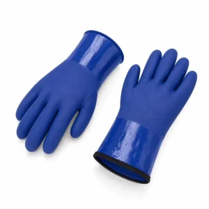 China Manufacturer EN511 Thermal PVC Gloves 30cm Blue Micro sandy Cold Resistant Chemical Safety Gloves