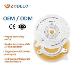 China Manufacturer Factory Supply Flat With Border Stoma Bag Bases Hydrocolloid Wafer for Two Piece Ostomy Bag