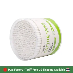 China Thailand Options Double Round Head Cotton Swab 300pcs Cotton Bud With Round Box