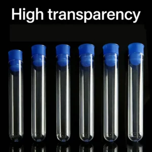 Clear Plastic Blood for Test Tube with Round Bottom Lid NATURAL Color LAB Supplies Made of PS Material
