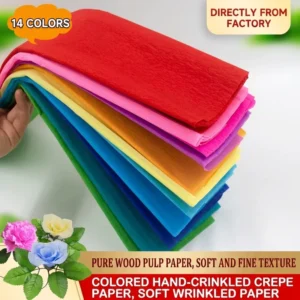 Colorful Crepe Paper 14 Colors 50*100cm 20gsm Stretchable Eco friendly Wrinkle Resistant for Handmade Crafts