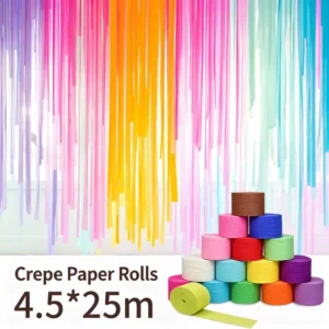 Colorful Crepe Paper Streamers Roll 4.5cm X 25m Wrinkled Paper for DIY Wedding Birthday Party Wall Decoration