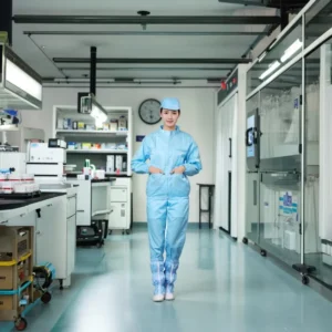 Comfortable Safety Anti Static Polyester Zipper Coat Coverall ESD Suit for Pharmaceutical Medical Device Manufacturing