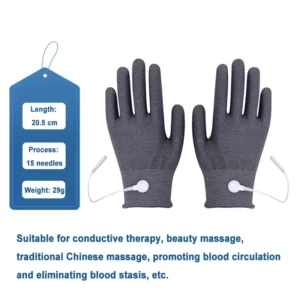 Conductive Silver Fiber Massage Garment Gloves Stimulator Muscle Pain Relief Microcurrent TENS 7 oz Thickness Latex Free