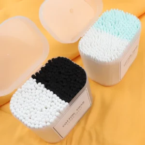Cotton Swab 300pcs Eco Friendly Double Head Spiral and Round Tips Soft Flexible Waterproof Mixed Color Cotton Buds Wood Bamboo