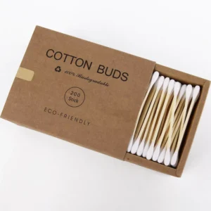 Cotton Swabs 200 Count Organic Wooden Cotton Buds Double Tipped Ear Sticks Clean Care Beauty Makeup Cosmetic Tool Pink