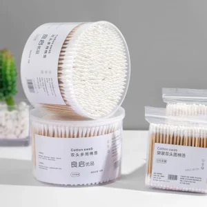 Cotton Swabs Double Headed Disposable Wooden Sticks for Ear Cleaning & Makeup Manufactured by Household Sundries Company