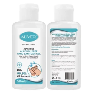 Custom 50ml Advanced Alcohol Free Hand Sanitizer Waterless Quick Dry Anti Bacteria Hand Sanitizer Gel