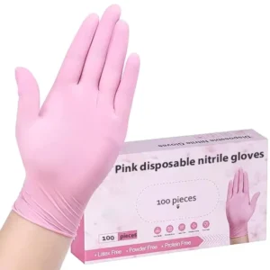 Custom Box 100% Nitrile Pink Disposable Gloves Hair Salon Tattoo Shop Beauty Nail Latex Free Black Anti Slip Gloves Safety Use