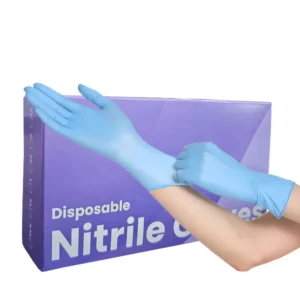 Custom Box 9inch 3.0g Blue Pure Nitrile Disposable Gloves Latex Free Powder Free Waterproof Reinforced Cuff Barber Tattoo Nail
