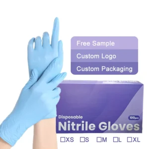 Custom Box 9inch 3.5g Blue Disposable Gloves Nitrile Powder Free for Medical Food Barber Tattoo