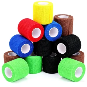 Custom Colored Non Woven Self adhesive Sports Tape Non woven Elastic Cohesive Bandage Tape for Joint Breathable Tearable by Hand
