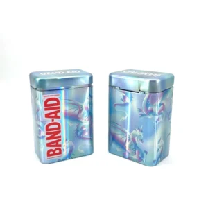 Custom Colorful Dragon Pattern Recyclable Metal Tinplate Rectangular Medicine Bandage Box with Hinge