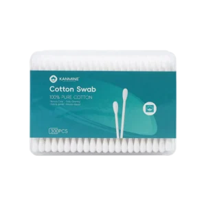 Custom Cosmetic Pointed Round Tip Cotton Bud 300pcs Paper Stick Cotton Swab with Square Box