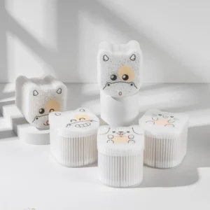 Custom Cotton Swab Cute Box Packaging Round Shape Ear Pick Cotton Buds 300pcs