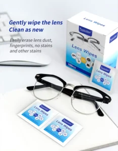 Custom Disposable Pre-Moistened Optical Spectacle Lens Cleaning and Disinfecting Wipes for Eyeglasses Care