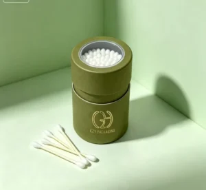 Custom Eco friendly Kraft Paper Tube Packaging Clear Window Cylinder Box for Cotton Swab Makeup Pad Bulk