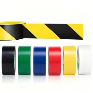 Custom Factory PVC Floor Marking Warning Tape Roll Social Distance Single Sided Adhesive Available in Red White or Yellow Colors
