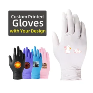 Custom Glove Logo Printing 9 Inches Food Grade Powder Free Finger Textured Disposable Custom Gloves