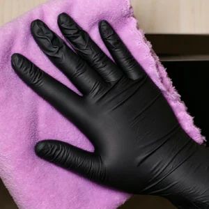 Custom Logo Black Nitrile Gloves Disposable Powder Free High Quality Food Grade Kitchen Cleaning Safety Work Gloves