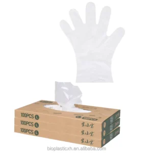Custom Logo Disposable Individual Folded Plastic Gloves Non toxic Hygienic Kitchen Gloves Food Grade Disposable Gloves