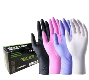 Custom Logo Disposable Powder Free Nitrile Gloves Safety Gloves