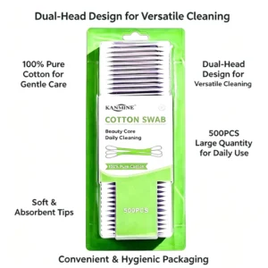 Custom Logo Ear Cleaning 500pcs Cotton Swabs Paper Stick Cotton Bud with Suction Card Package
