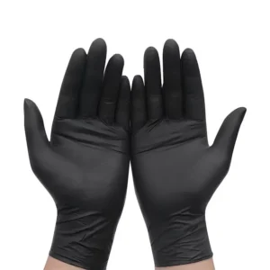 Custom Logo Full Textured Black 4mil Nitrile Safety Gloves Powder Free Tattoo Heavy Duty Disposable Anti Chemical Tear Resistant