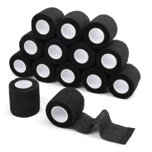 Custom Logo Non Woven Adhesive Elastic Cohesive Sport Bandage Self Adherent Wrap Black Elastic Bandage for Sports