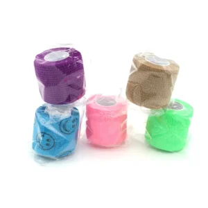 Custom Logo Printed Non-Woven Vet Wrap Cohesive Elastic Bandage Easy Tear Self Adhesive Permanent Makeup Accessories