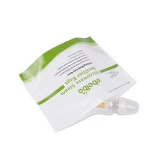 Custom Made High Temperature Microwave Sterilizer Bags for Baby Bottles Sterilization Stand up Pouch With Safe Zone