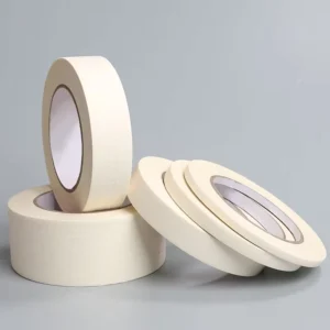 Custom No Brand 1” 1 Inch 25mmx50m Box White Yellow Color Automotive Paint Crepe Paper Adhesive Masking Tape Roll