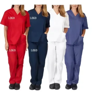 Custom Nursing Short Sleeve Women’s Hospital Scrubs Breathable Stretch Polyester Medical Spandex Uniforms High