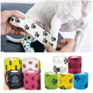 Custom Paw Print Self Adhesive Vet Wrap Breathable Cohesive Bandage for Dog Cat Wound Care Pet First Aid Supplies