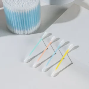 Custom Plastic Sticks Cotton Swab Pink Bule Cotton Buds for Makeup Remover 200pcs