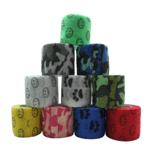 Custom Printed Cohesive Bandage 5cm*4.5m Tattoo Camo Pattern Self Adhesive Vet Wrap Nowoven Elastic Adhesive Bandage Sample