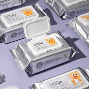 Custom Printed Empty Wet Wipes Pouch Flexible Wet Tissue Packaging Laminated Film Side Gusset Mylar Sachet Bag with Lid