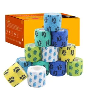 Custom Printed Pattern Breathable Cohesive Bandage Elastic Self Adhesive Bandage Non woven Vet Wrap Bandage for Pet Veterinary
