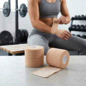 Custom Printing Cotton Hypoallergenic High Tensile Strength Herringbone Heavy Elastic Adhesive Bandage for Medical Fixation