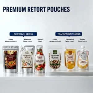 Custom Sterilization Packaging Solutions Food Grade Autoclave Retort Pouch Stand up Spout Aluminum Foil and Transparent Bags