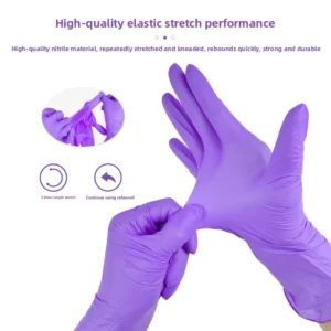 Custom Tattoo Pink Black Blue Purple Green Printed Logo Powder Free Beauty Disposable Nitrile Gloves with Logo