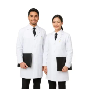 Custom Unisex Long Sleeve White Woven Lab Coat Medical Nurse Uniform Hospital Doctor Breathable Comfortable Custom