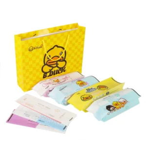 Custom Wet Wipe Tissue with Organic Kitchen Towels Plastic Pillow Pouch Flushable Baby Wipes Packaging Featuring Side Gusset Bag