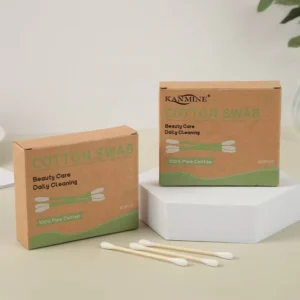 Custom logo Ear Cleaning Cotton Buds Cotton Swabs 100 Pieces or Customized Bamboo Sticks Q Tips Cotton Swabs