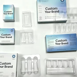 Custom logo Waterproof Medicine Packaging 2ml 3ml 10ml Label and Pep Box 1pack 2Vials Plastic Tray Holographic Box