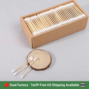 Customer customized Packaging Bamboo Cotton Swabs Double Tipped Biodegradable Organic Cotton Buds Eco Friendly Natural Sticks