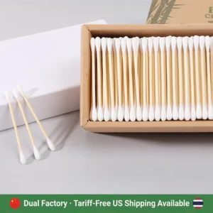 Customer customized Packaging Double Tipped Bamboo Makeup Swabs Natural Cleaning Stick with Cotton Tips Swabs for Beauty Care