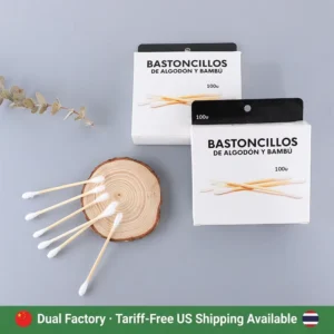 Customer customized Packaging Professional Double Head Bamboo Cotton Buds Biodegradable Q Tip Earbuds Cleaning Sticks