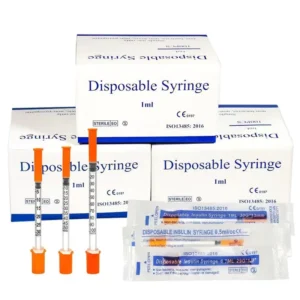 Customizable 100 Pieces Box Disposable Sterile Medical Veterinary 0.3ml 0.5ml 1ml Insulin Syringes 31G Safety Diabetic Needle