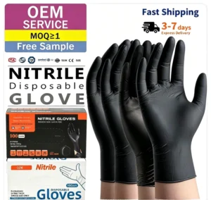 Customizable Disposable Protective Gloves Extra Thick Abrasion Resistant Diamond Patterned Nitrile Non Slip